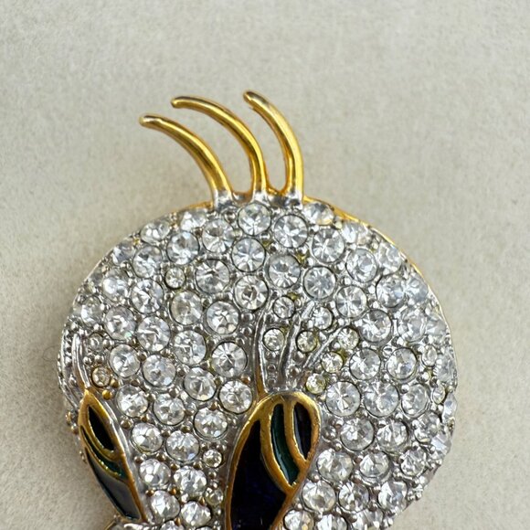 Tweety Bird Crystal Rhinestone Gold-Tone Brooch Pin Sparkling Jewelry Gift Acces - Picture 2 of 4